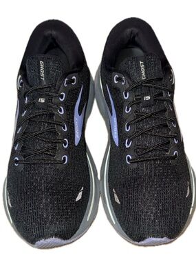 👟🌆 BROOKS Ghost 15 Running Shoes Black Gray Purple | NEW Insoles | Women’s 8.5